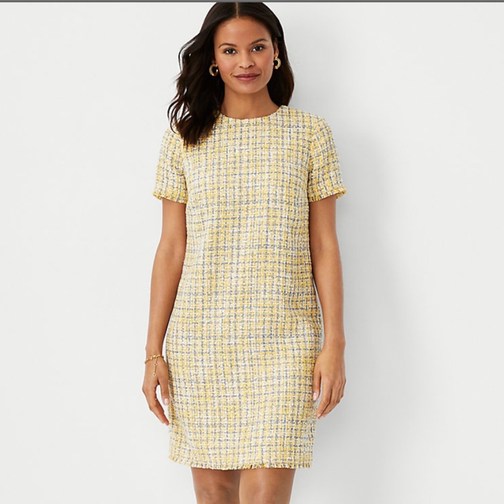 NWT Ann Taylor Yellow Tweed Tee Shift Dress